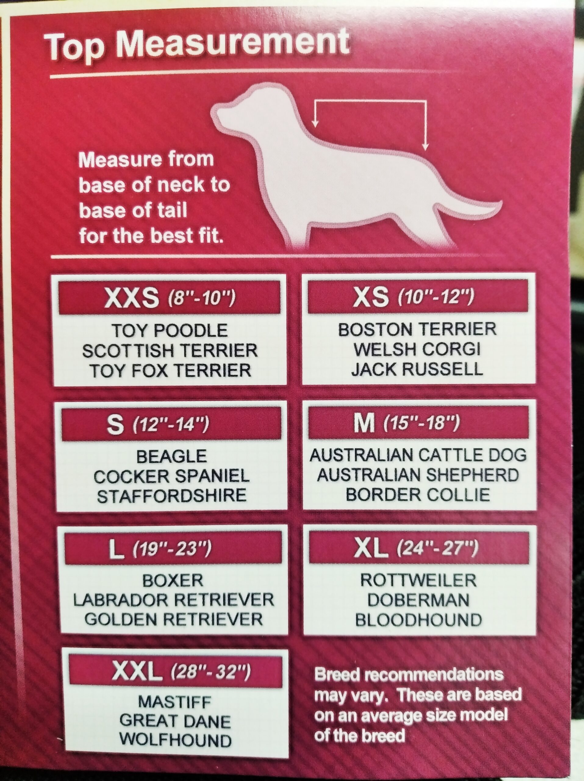 Tough 1 dog discount blanket size chart